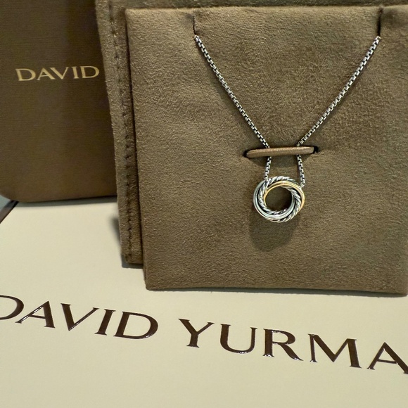 David Yurman Crossover Mini Pendant Necklace 18kt Yellow Gold & Sterling Silver